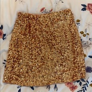 Gold sparkle mini skirt